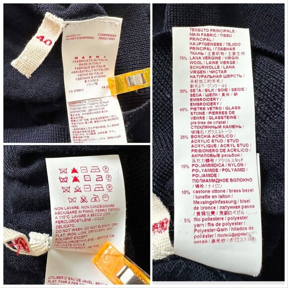 Marni Embellished Wool-Silk Sweater FW2012, Blue, Size: IT 40 (US Small) - Picture 4 of 14